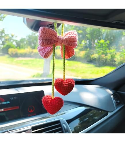 Amazon.com: Cute Mirror Charms and Plush Ball Car Accessories for